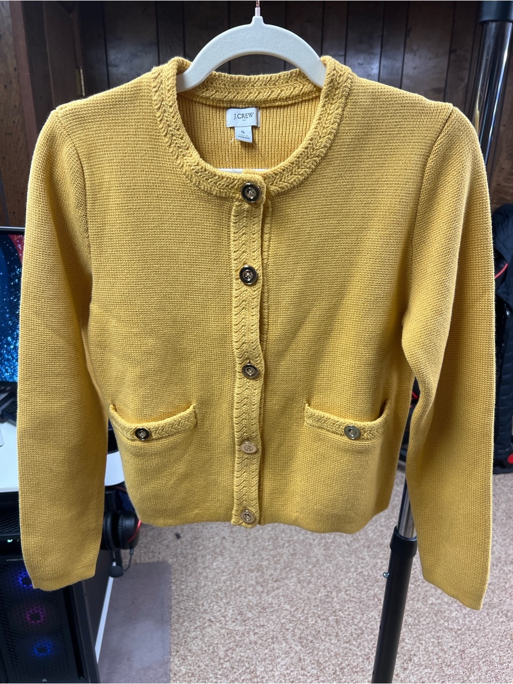 J. Crew Mustard Knit Button-Front Cardigan